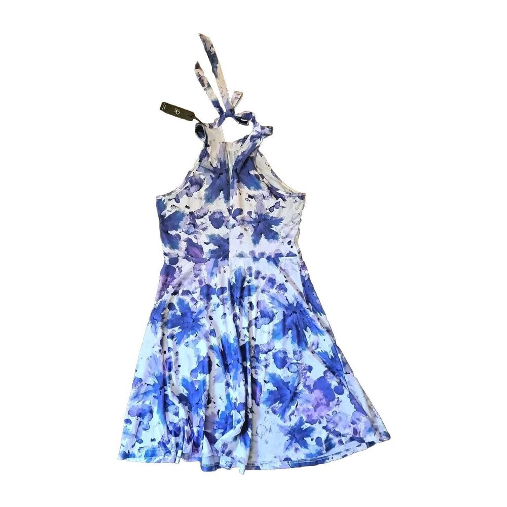 OUGES OE Halter Neck Dress Sz Large Floral Casual… - image 2